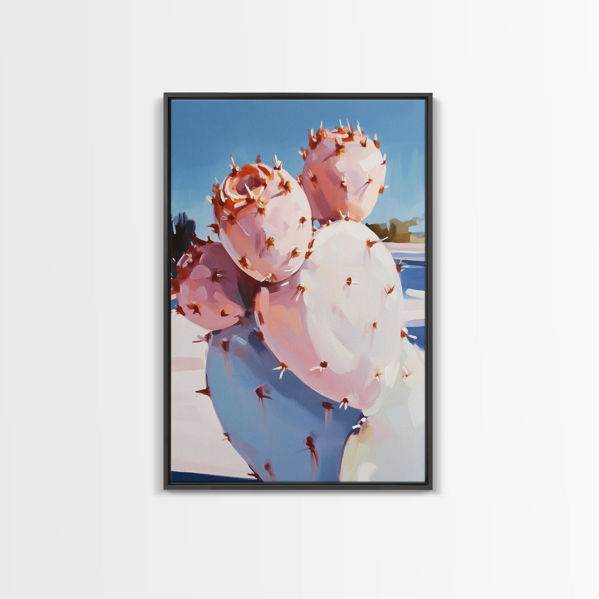 Cactus Bloom, Southwest Decor, Desert Art, Succulent Painting, Nature Inspired, Earthy Tones, Framed Canvas Print, Bedroom