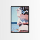 Coastal Cliffs, Ocean Wall Art, Beach House Decor, Abstract Seascape, Modern Coastal, Framed Canvas Print, Nautical Wall Art