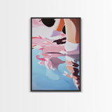 Dreamy Reflections, Surreal Water Art, Blue and Pink Painting, Modern Abstract Decor, Bedroom Wall Art, Framed Canvas Print