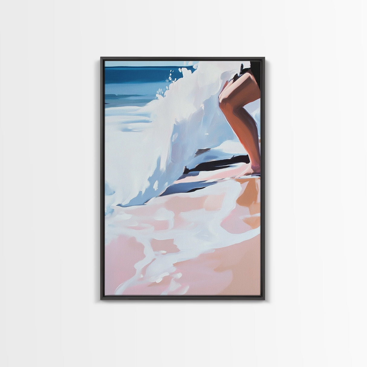 Ocean Waves, Abstract Beach Art, Coastal Home Decor, Framed Canvas Print, Nautical Painting, Seaside Artwork, Living Room Wall Art