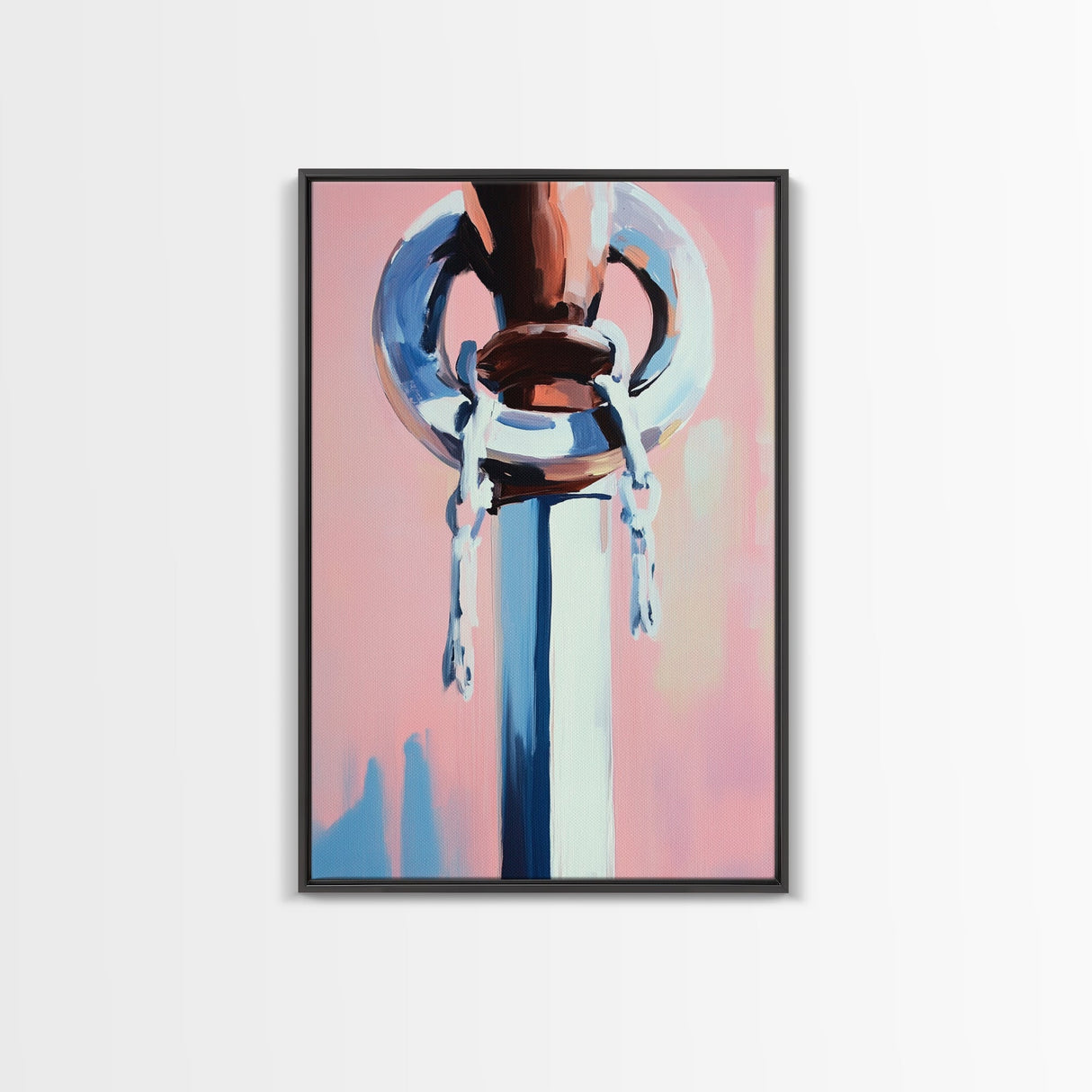 Anchor Close-Up, Marine Theme Art, Boho Coastal Wall Decor, Nautical Abstract Art, Framed Canvas Print, Minimalist Ocean Home Decor