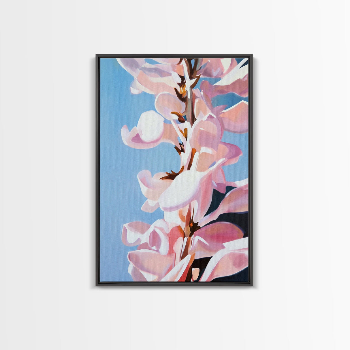 Magnolia Blossom, Pink Flowers, Botanical Wall Art, Minimalist Floral, Framed Canvas Print, Spring Aesthetic, Bedroom Decor, Nature Art