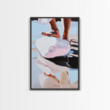 Foot on Sphere, Abstract Art, Surreal Decor, Pastel Aesthetic, Framed Canvas Print, Modern Home, Unique Wall Art, Living Room Painting