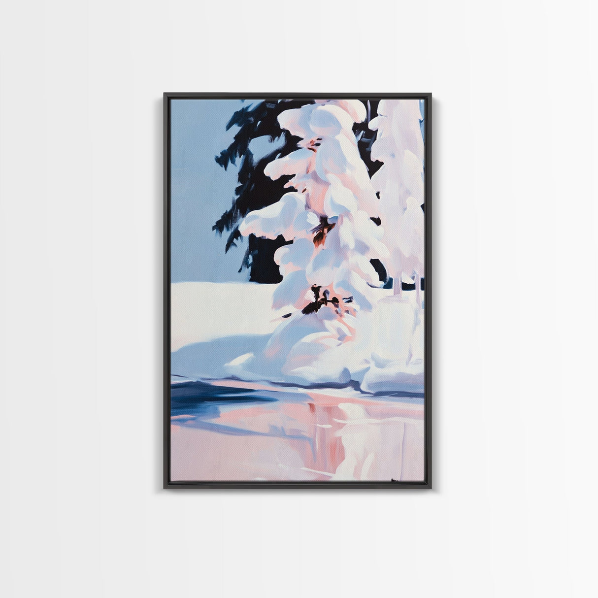Winter Trees, Snow Covered Pines, Holiday Aesthetic, Cozy Christmas Wall Art, Frosty Forest Scene, Scandinavian Decor, Canvas Print