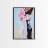 Floral Fashion, Bold Feminine Art, Chic Boho Aesthetic, Modern Home Decor, Stylish Living Room Wall Art, Framed Canvas Print