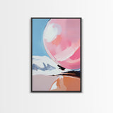 Pink Sphere, Surreal Art, Framed Canvas Print, Abstract Minimalist Decor, Dreamy Pastel Wall Art, Modern Home Design, Gallery Artwork