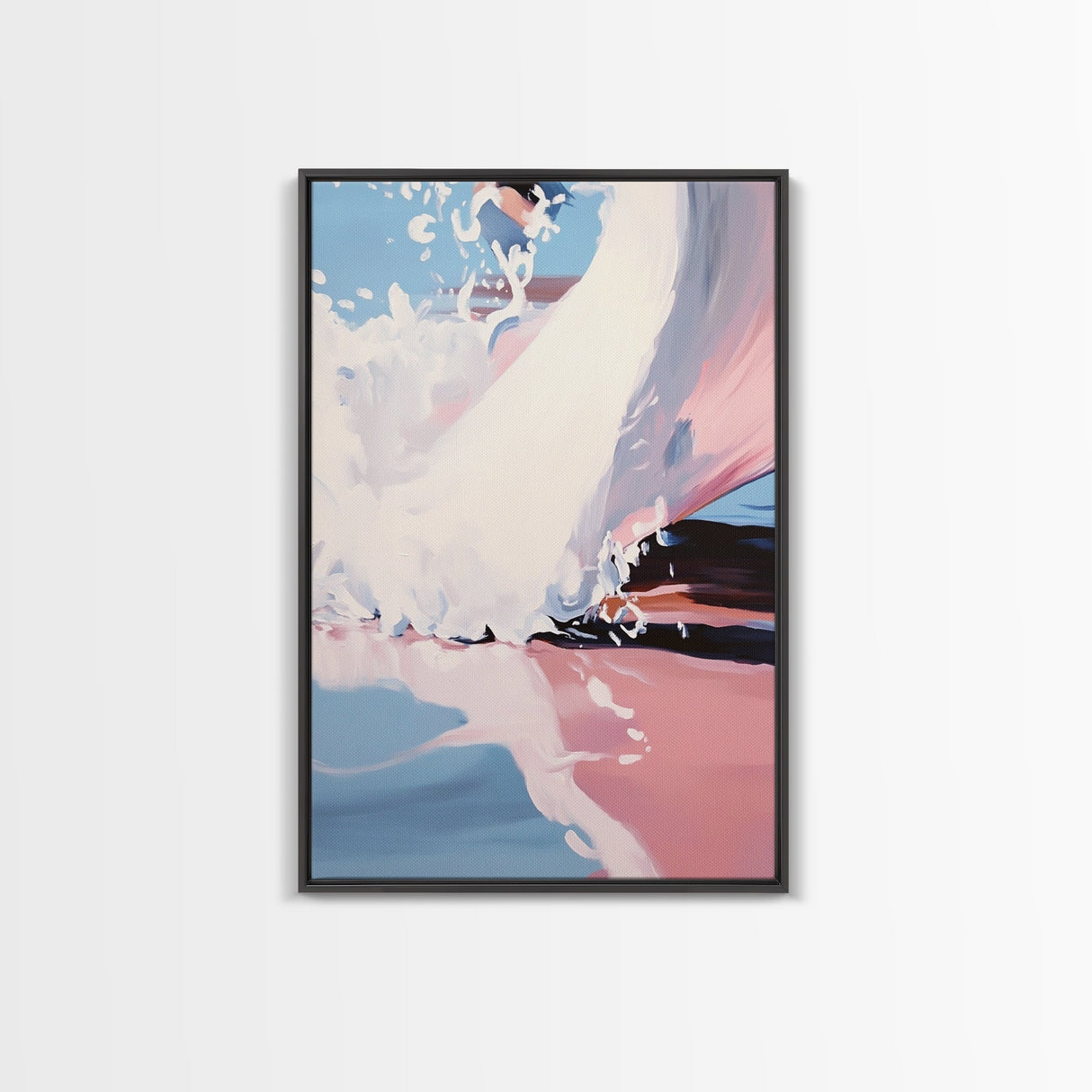 Ocean Wave, Surfer Wall Art, Framed Canvas Print, Abstract Coastal Decor, Modern Beach Painting, Summer Vibes Artwork, Surf Art