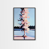Winter Tree, Snowy Landscape, Serene Nature Scene, Scandinavian Minimalist, Peaceful Wall Art, Canvas Print, Framed Canvas Print
