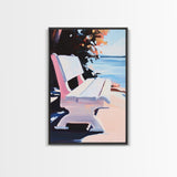 Lakeside Bench, Peaceful View, Serene Landscape, Impressionist Painting, Cozy Home Decor, Relaxing Art, Bedroom Wall Art, Canvas Print