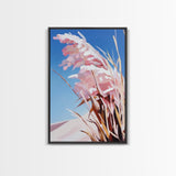 Windblown Grass, Beach Prairie Art, Coastal Breeze Print, Framed Canvas Print, Neutral Minimalist Decor, Modern Nature Wall Art