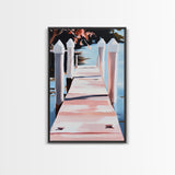 Serene Dock, Waterside Retreat, Nautical Art, Coastal Living, Summer Wall Decor, Bedroom or Office Art, Framed Canvas Print
