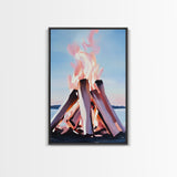 Firelight, Outdoor Glow, Evening Warmth, Canvas Print, Rustic Cabin Art, Cozy Ambiance, Living Room Decor, Autumn Vibes, Bonfire Scene