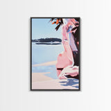 Sunset Glow, Nature Wall Art, Beach Scene, Serene Painting, Warm Pastel Colors, Framed Canvas Print, Bedroom Wall Decor, Gift