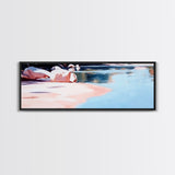 Reflections on Water, Tranquil Lakeside Scene, Minimalist Nature Art, Canvas Print, Serene Blue Tones, Relaxing Wall Art, Office Decor