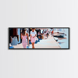 Summer Market, Stylish Women, Canvas Print, European Street Scene, Coastal Town, Fashion Artwork, Chic Home Decor, Travel Aesthetic