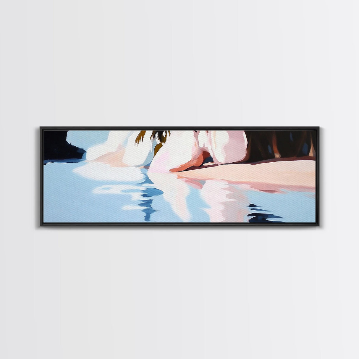 Water Reflection, Feminine Silhouette, Surreal Dreamscape, Pastel Painting, Canvas Print, Bedroom Wall Art, Modern Aesthetic Decor