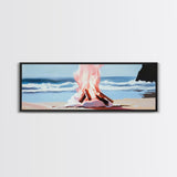 Beach Bonfire, Ocean Fire, Coastal Campfire, Framed Canvas Print, Seaside Night Art, Relaxing Summer Scene, Nautical Wall Decor