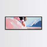 Pink Dress, Mountains, Canvas Print, Romantic Wall Art, Minimalist Painting, Bedroom Decor, Feminine Art, Modern Home Aesthetic