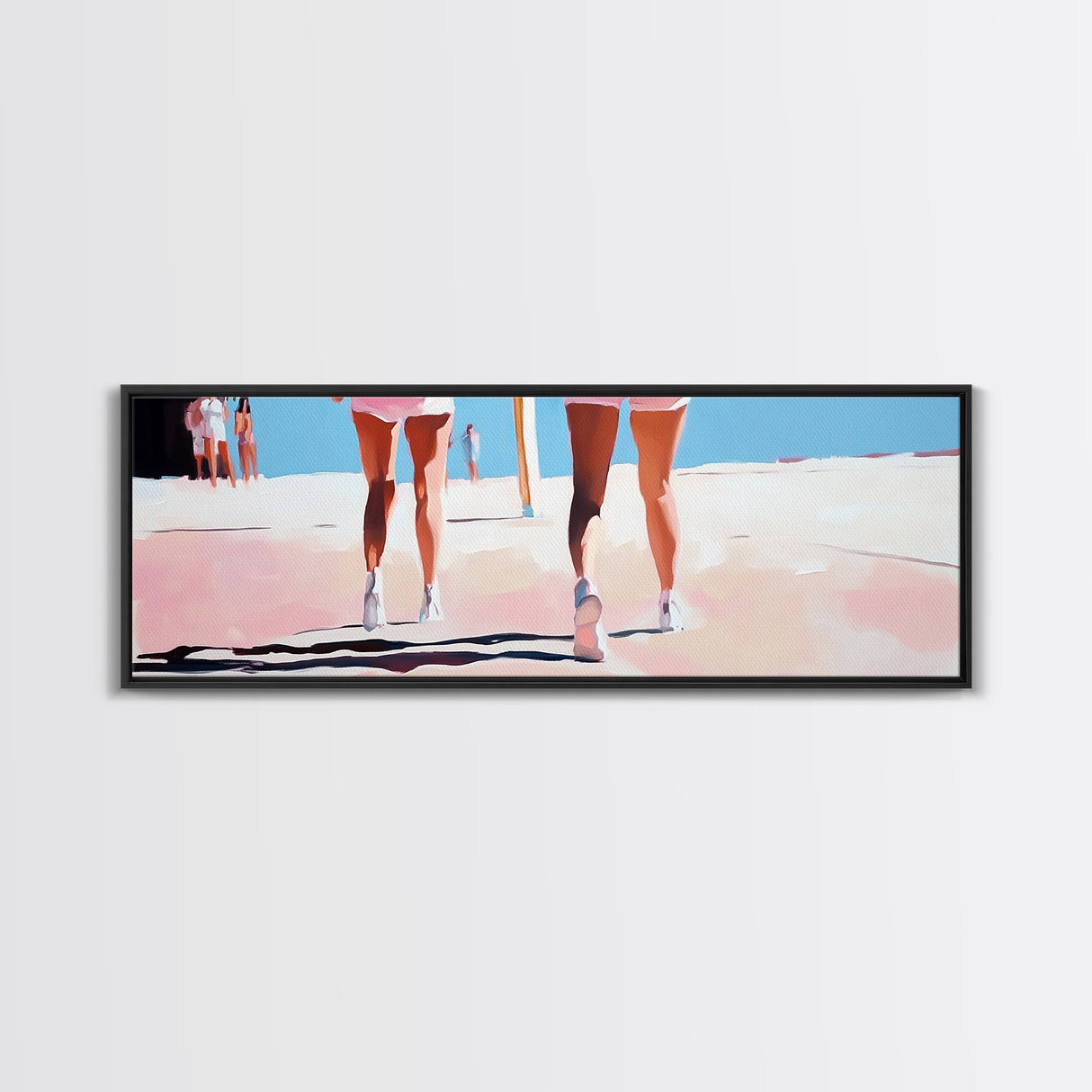 Walking On Sand, Beach Art, Summer Aesthetic, Coastal Canvas Print, Living Room Wall Art, Minimalist Art, Pastel Home Decor