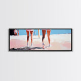 Walking On Sand, Beach Art, Summer Aesthetic, Coastal Canvas Print, Living Room Wall Art, Minimalist Art, Pastel Home Decor