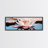 Water Lily, Reflection, Framed Canvas Print, Botanical Wall Art, Spa Decor, Minimalist Aesthetic, Calm and Serene, Bedroom Wall Art