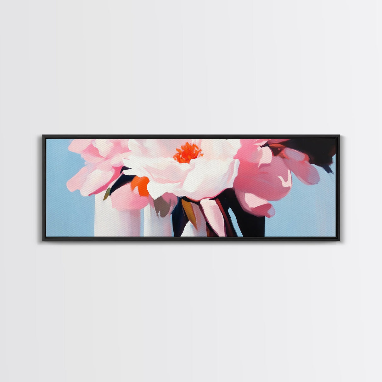 Pink Peonies, romantic floral wall art, modern botanical print, feminine home decor, shabby chic style, framed canvas print, bedroom art
