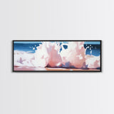Soft Waves, Pastel Ocean, Fluid Movement, Coastal Tranquility, Framed Canvas Print, Large Wall Art, Beach House Decor, Blue Tones