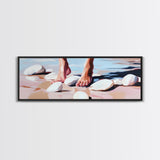Barefoot, Water, Stones, Canvas Print, Beach Aesthetic, Coastal Artwork, Relaxing Wall Art, Minimalist Decor, Bedroom or Bathroom Art