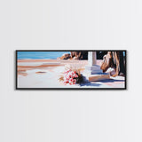Memorial, Flowers, Beach, Canvas Print, Coastal Landscape Art, Minimalist Seaside Artwork, Tranquil Decor, Living Room or Office Wall Art