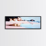 Serene Beach Walk, Peaceful Ocean Art, Coastal Wall Decor, Minimalist Framed Canvas Print, Pastel Seascape, Relaxing Bedroom Artwork