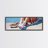 Snake and Ballet Shoes, Surreal Art, Unique Painting, Framed Canvas Print, Edgy Wall Art, Modern Home Decor, Conversation Piece, Bold