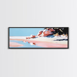 Pink Sands, Beach Art, Coastal Print, Framed Canvas Print, Ocean Wall Art, Soft Pastel Landscape, Minimalist Beach Decor, Living Room Art