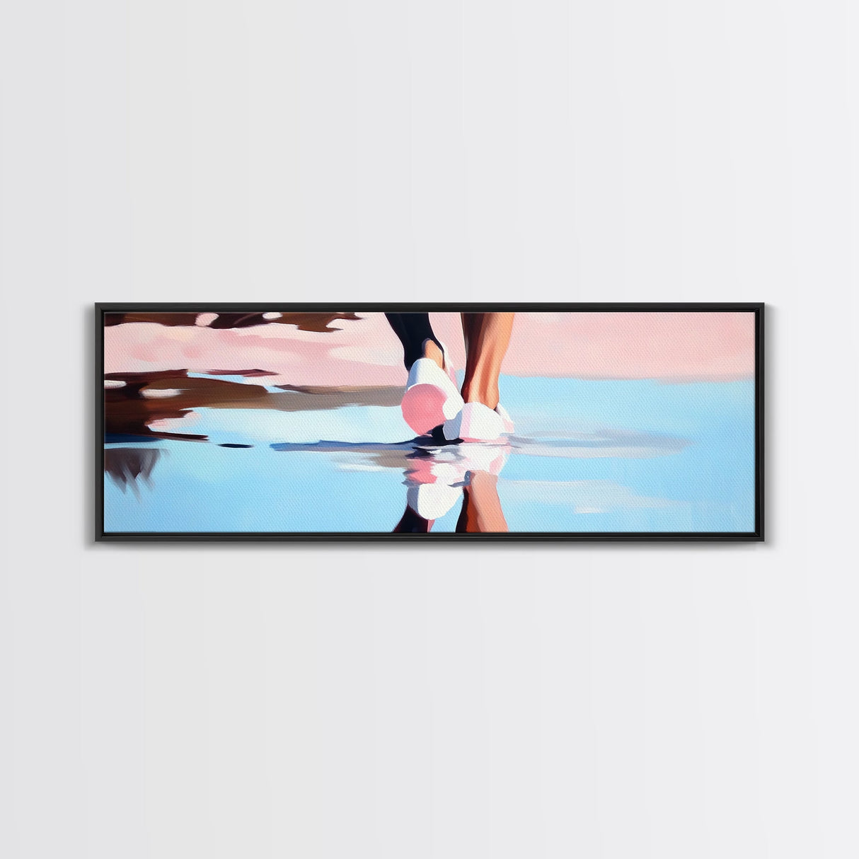 Water Walk, Reflection Art, Modern Coastal, Canvas Print, Beach Aesthetic Wall Art, Minimalist Water Painting, Soft Pastel Seaside Art