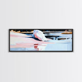 Pink Water Landscape, Tranquil Beach Art, Ocean Reflection, Modern Boho Decor, Bedroom Wall Art, Coastal Print, Framed Canvas Print