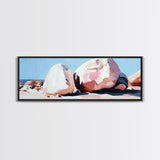 Textured Coastal Boulders, Natural Beach Scene, Earthy Modern Decor, Minimalist Art Print, Living Room Statement, Framed Canvas Print