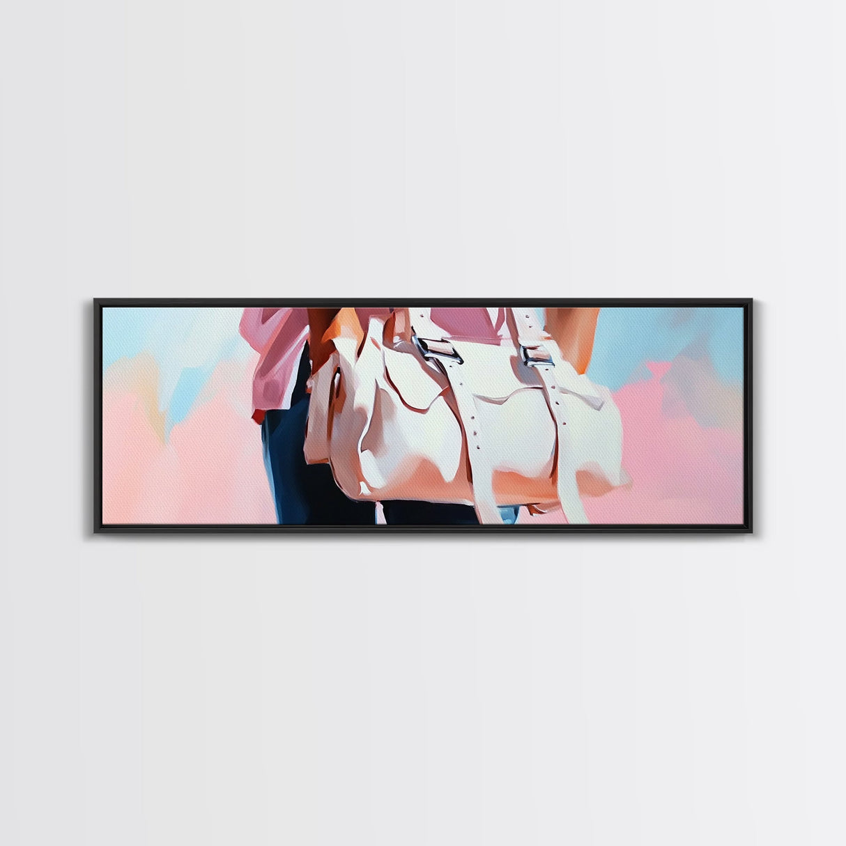 Pink Handbag, Fashion Wall Art, Feminine Aesthetic, Chic Decor, Framed Canvas Print, Modern Bedroom Art, Minimalist Artwork