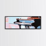 Grand Piano, Music Lover Gift, Classical Music Art, Elegant Interior, Framed Canvas Print, Minimalist Home Office Decor