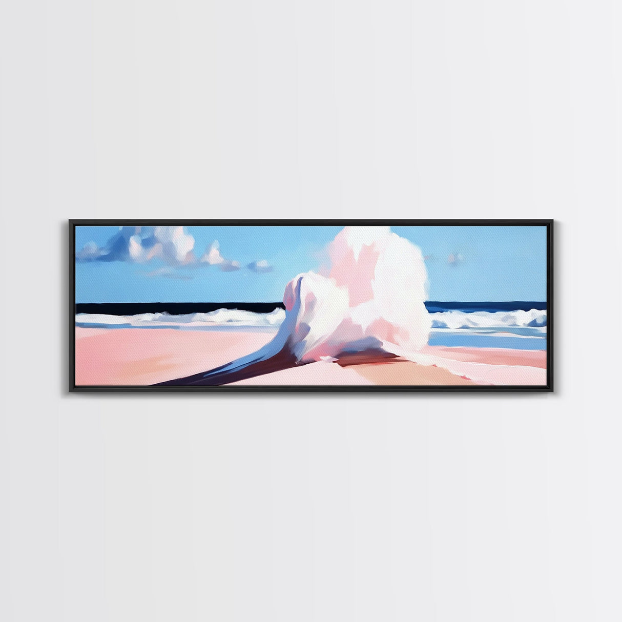 Crashing Waves, Ocean Seascape, Coastal Painting, Pastel Beach Decor, Minimalist Art, Nautical Wall Print, Living Room Art, Canvas Print
