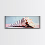 Seashell, Coastal Decor, Ocean Art, Beach House Aesthetic, Nautical Wall Art, Framed Canvas Print, Bathroom Wall Art, Sea Shell Painting
