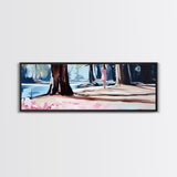 Forest Walk, Woman in Woods, Tranquil Landscape, Nature Escape, Romantic Art, Framed Canvas Print, Living Room Wall Art, Woodland Scene