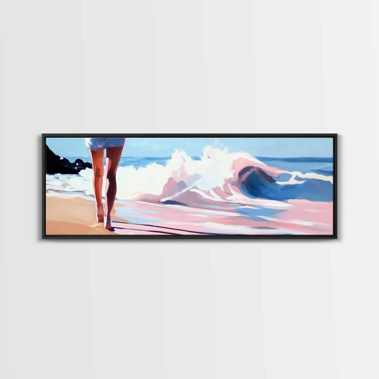 Ocean Waves, Serene Beach, Coastal Decor, Framed Canvas Print, Seascape Wall Art, Minimalist Art, Living Room Wall Art, Summer Aesthetic