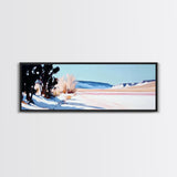 Winter Landscape, Snowy Trees, Mountain View, Framed Canvas Print, Rustic Wall Art, Cabin Decor, Cozy Winter Aesthetic, Home Office Art