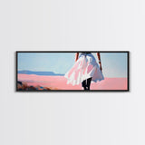 Flowing Dress, Beach Walk, Pastel Aesthetic, Dreamy Art, Canvas Print, Bedroom Wall Art, Feminine Home Decor, Soft Colors