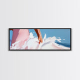 Surfer Wave Art, Coastal Water Print, Abstract Beach Painting, Modern Ocean Aesthetic, Large Canvas Print, Living Room Wall Decor