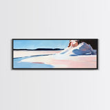Winter Landscape Print, Snowy Mountain Scene, Nature Painting, Soft Blue Art, Large Canvas Print, Minimalist Home Decor, Office Wall Art