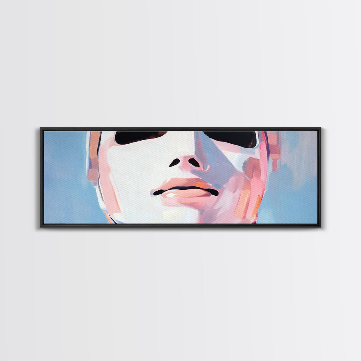 Abstract Mask Art, Portrait Painting, Soft Pastel Expression, Unique Wall Decor, Large Canvas Print, Minimalist Home Art, Boho Aesthetic