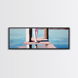 Pier Walk, Ocean Art, Coastal Landscape, Tranquil Water, Seaside Painting, Nautical Home Decor, Modern Art, Framed Canvas Print