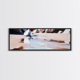 River Rocks, Water Reflection, Nature Landscape, Framed Canvas Print, Earthy Wall Art, Minimalist Zen Painting, Calming Home Decor