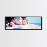 Cliffside Walk, Coastal Landscape Art, Peaceful Beach Scene, Nature Painting, Seaside Decor, Framed Canvas Print, Living Room Wall Art