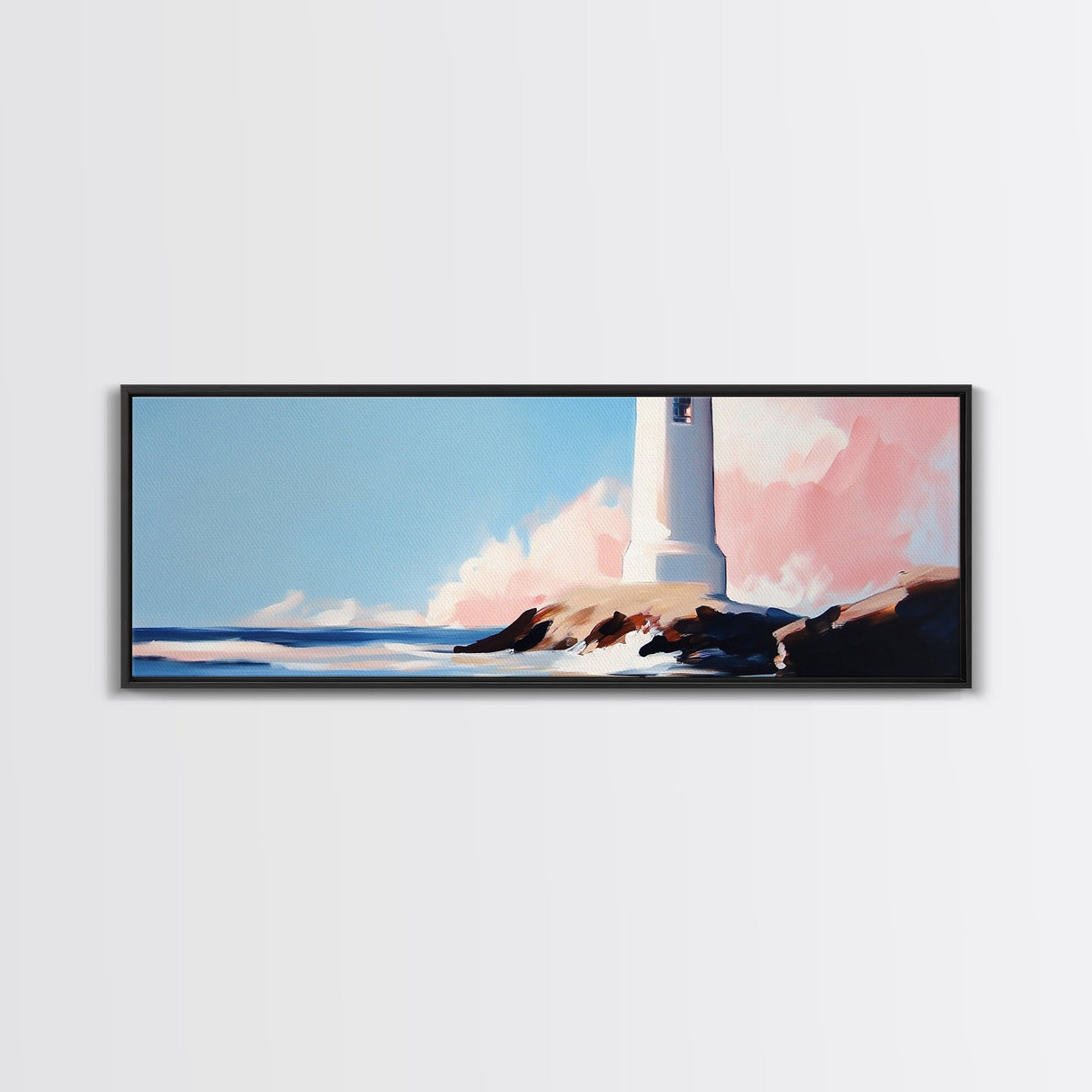 Lighthouse, Coastal Wall Art, Nautical Decor, Ocean View, Framed Canvas Print, Beach House Art, Minimalist Art, Bedroom Wall Art
